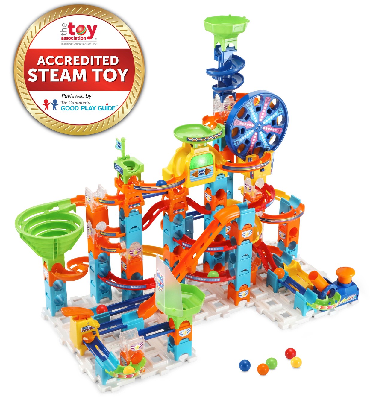 VTech Marble Rush® Petal Power - Circuit De Billes à Fleur Motorisé, 96 Pièces Avec 6 Billes Scintillantes - Compatible Autres Sets